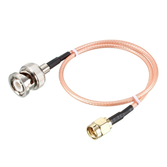 Uxcell 1'' RG316 50 Ohm Coaxial Cable with BNC Male to SMA Male Connectors Jumper Cable Brass Pink 1pcs