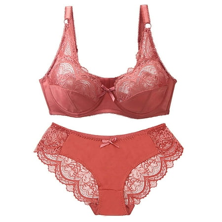 

AnuirheiH Women Lingerie Sets Ladies Lingerie Set Sexy Lace Sling Bra And Panties Summer Thin Lingerie Set On Sale