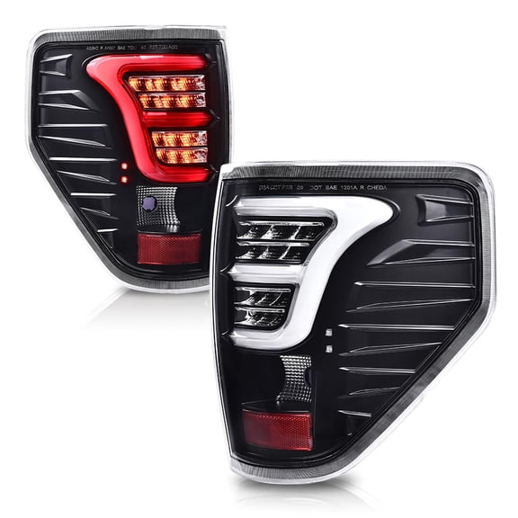 Tail Light Assembly Fit for Ford F150 2009-2014,Only Fit LED Style,Rear Brake Tail Lamps w/Wiring Harness Left & Right Clear lens Black Housing Luces Traseras Faros Traseros