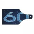 thumbnail image 1 of 60th Birthday Cutting Board, Space Theme Stage with Star Like Abstract Details Print, Decorative Tempered Glass Cutting and Serving Board, Wine Bottle Shape, Navy Blue and Sky Blue, by Ambesonne, 1 of 1