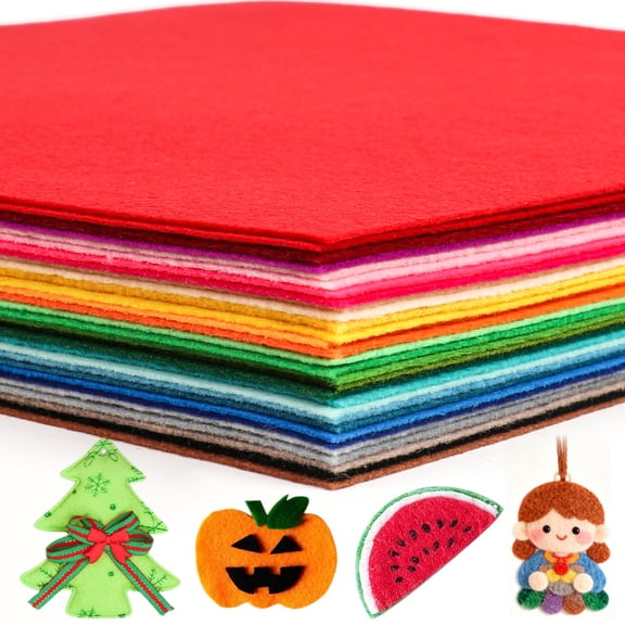 12" x 12" Felt Sheets,30 Pcs Multicolour Felt Fabric Sheets for DIY Craft Sewing, Nonwoven Patchwork, School Projects, Decor 