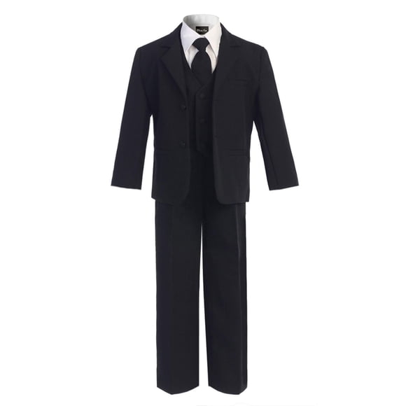 OLIVIA KOO Boys Classic Suit Set with Cloth Cover ButtonsLargeBlack