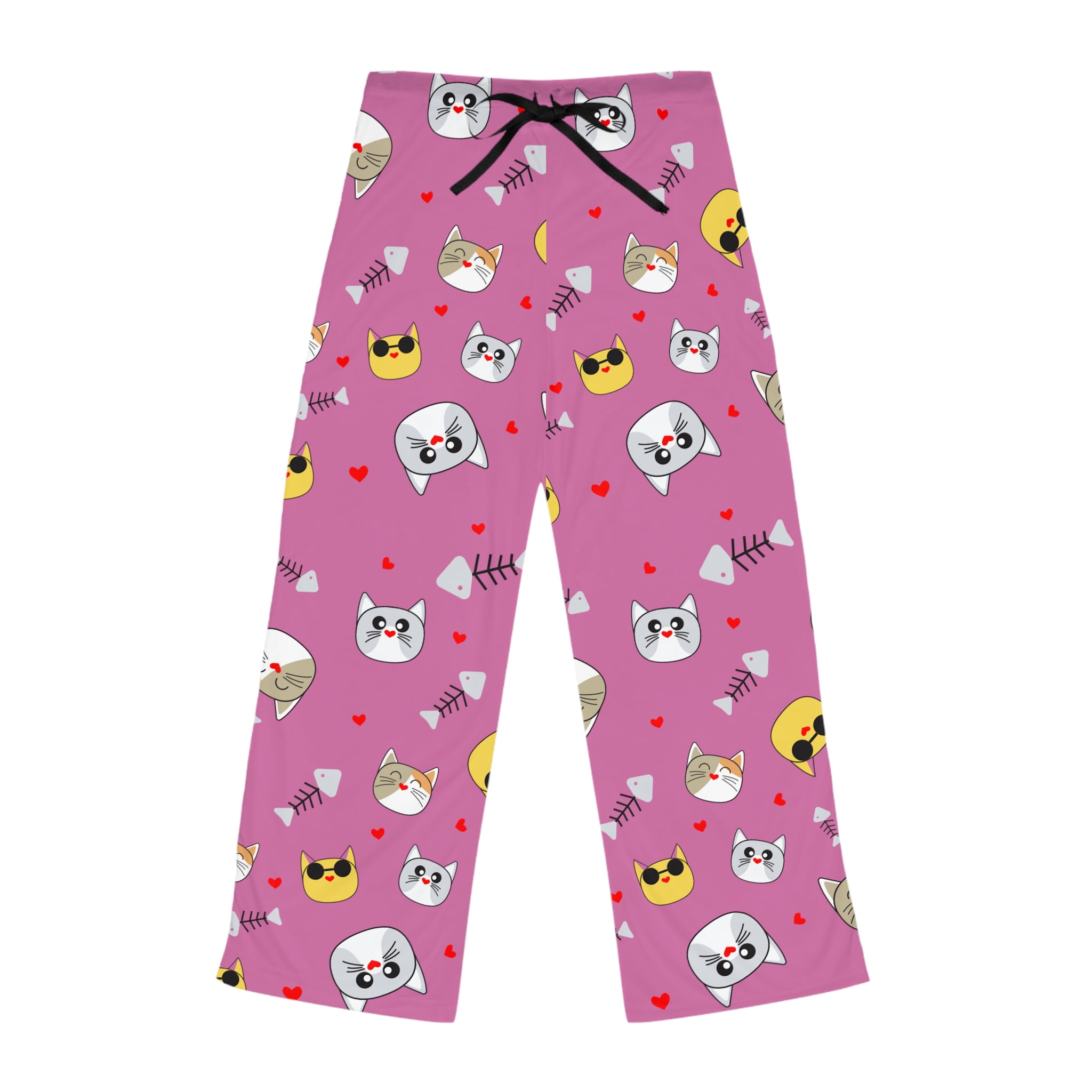 Women’s Cat Face Pajama Pants – Lightweight Relaxed Fit with Drawstring Waist main image 0