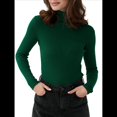 thumbnail image 2 of Suéteres Acanalados para Mujer, Lindos Suéteres de Punto de Cuello Alto, Ajustados y Cálidos Verde Oscuro un Tamaño, 2 of 10