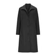 thumbnail image 5 of Otntypg Women's Casual Thicken Wool Blend Pea Coat Casual Winter Stand Collar Single Breasted Warrm Long Overcoat Jackets with Pockets Black M, 5 of 8
