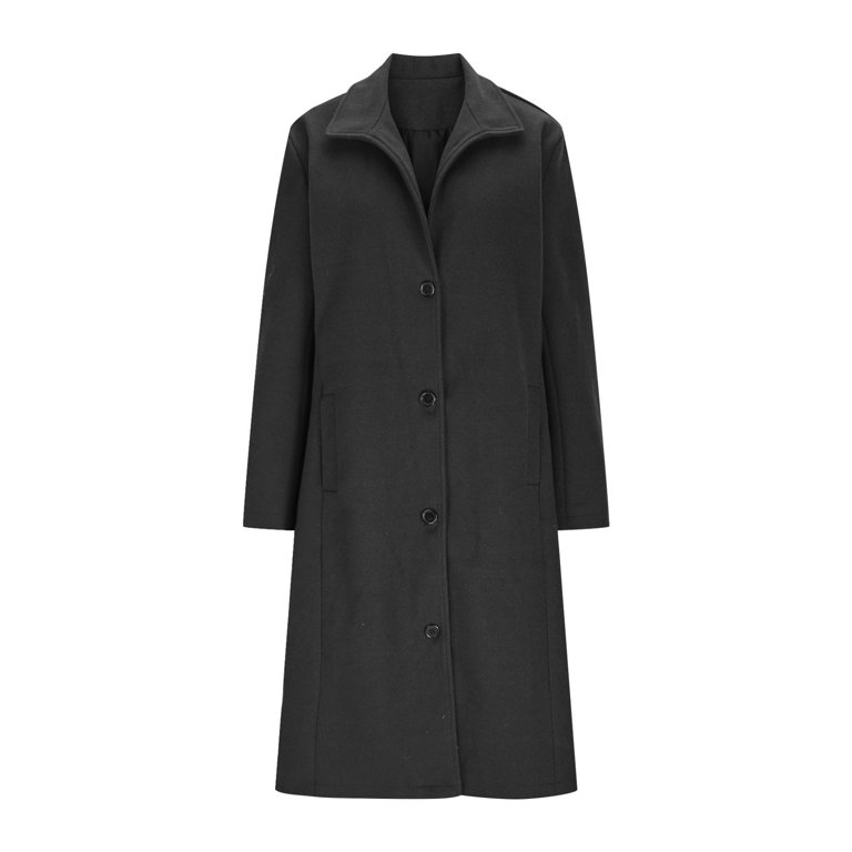 ジャケット・アウター wool mix maxi long trench coat Winter Long Trench Coat for Women Trendy Lapel Collar Single