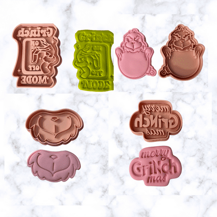 Christmas Grump Cookie Cutters  Stamp set 8 pc