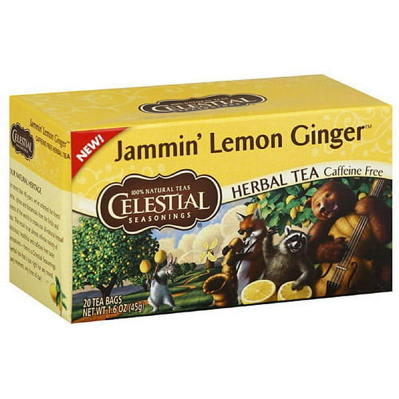 Celestial Seasonings Jammin' Lemon Ginger Herbal Tea Bags, 1.6 oz, (Pack of 6)