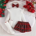 thumbnail image 6 of Gaexia Baby Girl Sets 6-9 Months Baby Girl Thanksgiving Outfit Bodysuit+Tutu Skirt+Headband Clothes Set Christmas Clothes,Z13-White,12-18 Months, 6 of 8