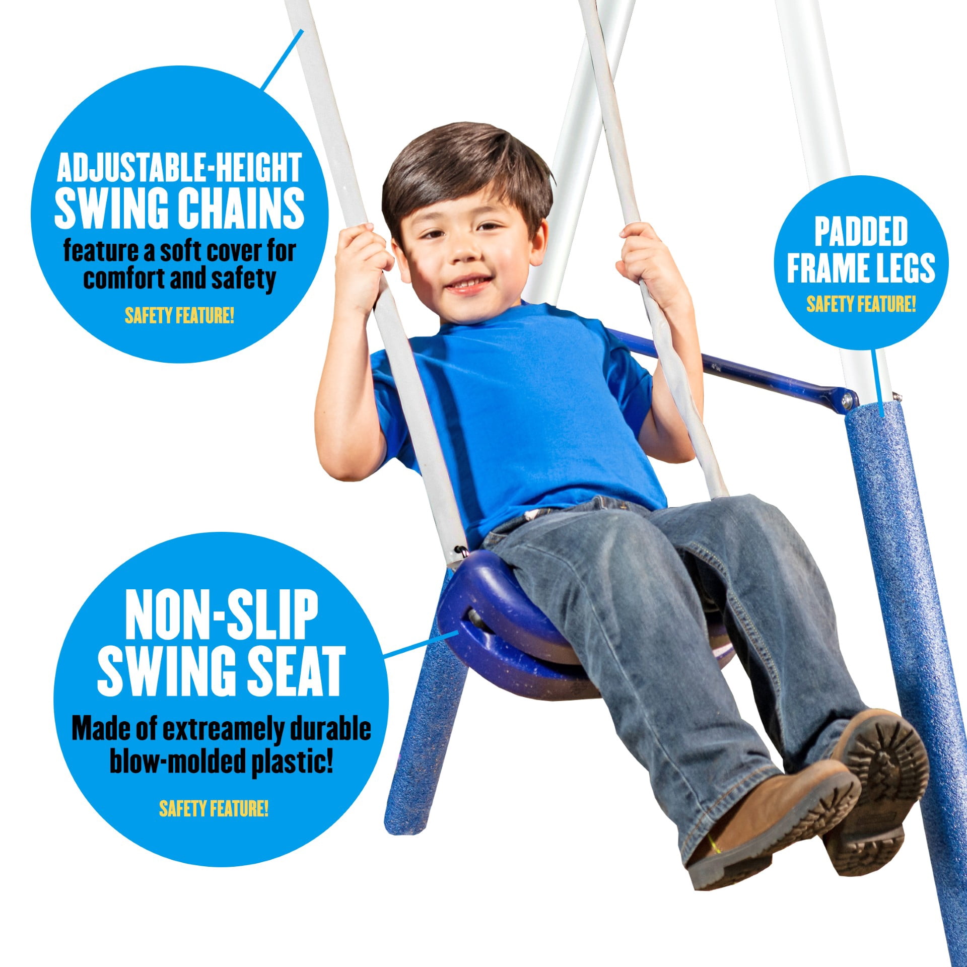XDP Recreation Super Disc Swing Set Plus with Safe Arch Design, Slide & 2 Swings