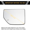 thumbnail image 2 of Unique Bargains 1 Pcs Mirror Glass Replacement for Ford F-250 F-350 Super Duty 2017-2022 Upper Right Side W/ Backing Plate White No.FL3Z17K707G, 2 of 6