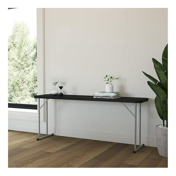 AIZYT 6 Foot Rectangular Plastic Folding Table for Indoor Outdoor Events Parties Dining Black