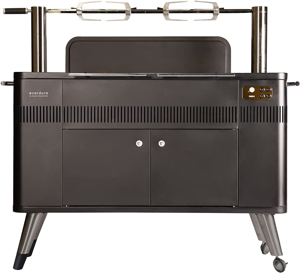 sporadisk Databasen overvældende Everdure HUB II Charcoal Grill with Patented Ignition, Integrated  Rotisserie System, Cool Touch Handles and Storage Cabinets - Walmart.com