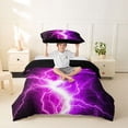 thumbnail image 3 of meiyoeat Neon Lightning Pattern Twin Bedding for Boys, Electric Purple Print Duvet Cover Set, Black Reversible2 Pieces, 1 Duvet Cover and 1 Pillowcase, 3 of 7