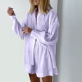 thumbnail image 4 of EHQJNJ Women 2 Piece Outfits Sweatsuit Womens 2 Piece Spring Summer Puff Sleeve Long Sleeve Top and Shorts Casual Set Rave Outfit Club Outfits for Women, 4 of 5
