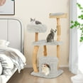 thumbnail image 4 of Gymax 49'' Tall Wooden Cat Tree Solid Wood Cat Tower w/ Jute Scratching Posts, 4 of 10