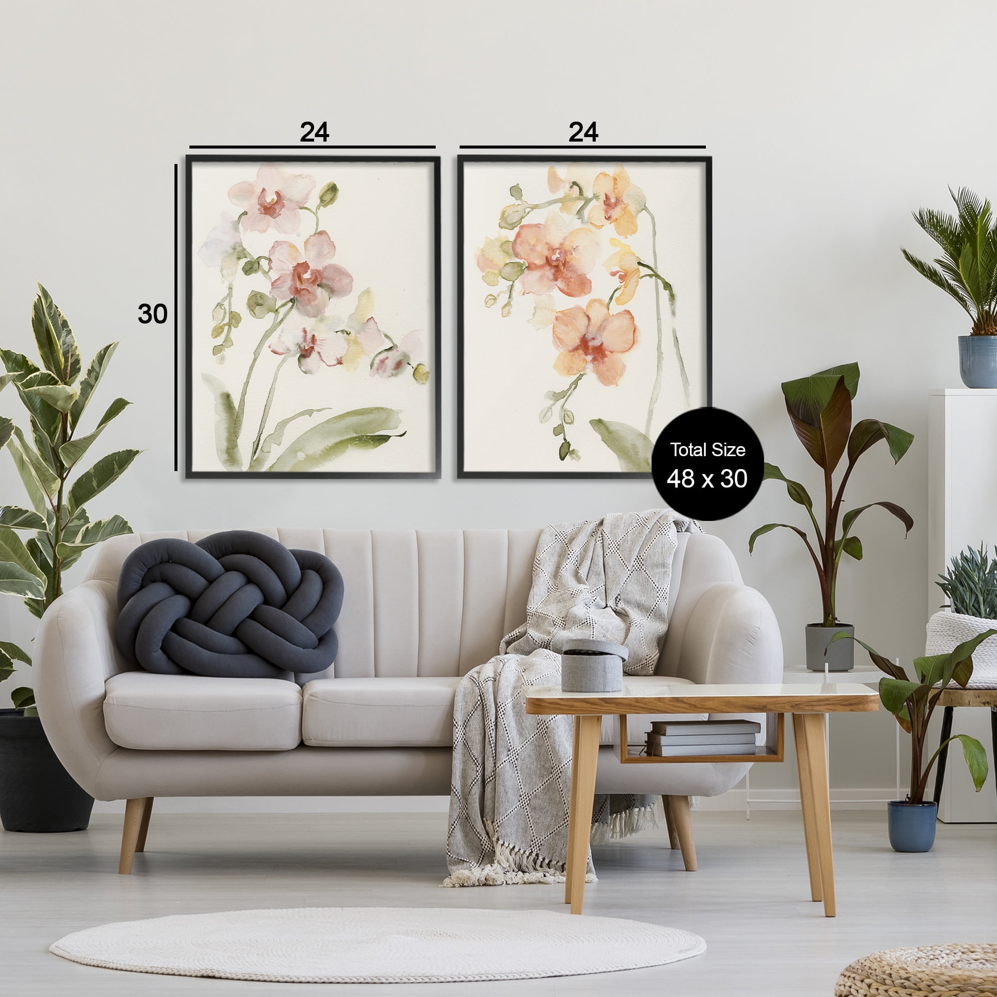 Stupell Industries Delicate Orchids in Bloom 2 Piece Black Framed Giclee Art Set, design by Victoria Barnes