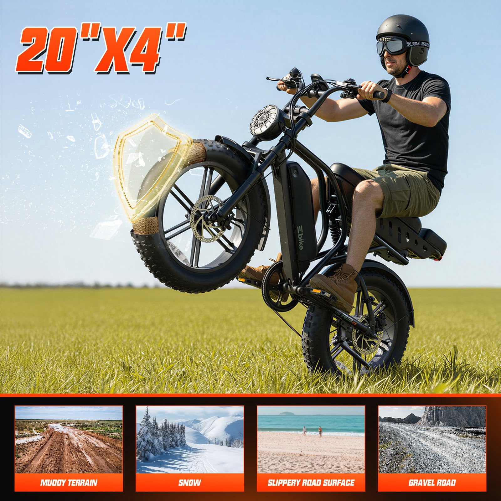 TST Electric Bike for Adults, 750W Peak 1500W Motor, 20"x4" Fat Tire E Bicycle, E Mountain Bike, 48V/15AH UL2849, App Control