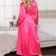 thumbnail image 5 of Dengjunhu Silk Robes for Women Long Bridesmaid Wedding Party Satin Robes Sleepwear with Waist Belt, 5 of 6