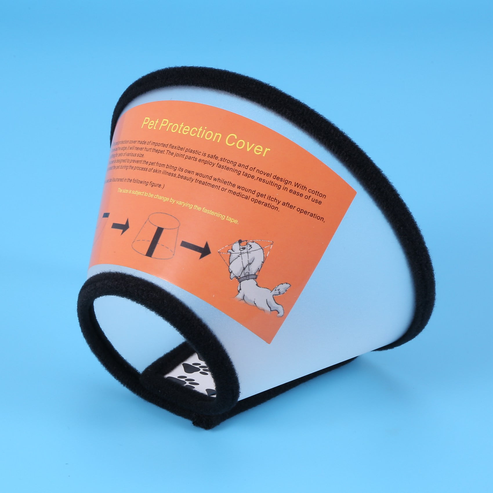 Elizabethan Dog Cat Pet Wound Healing Cone E- Collar White with Black