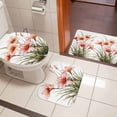 thumbnail image 5 of Fall Floral Bathroom Rugs Set Watercolor Vintage Orange Pink Gradient Flower Green Plant Leaf Non Slip Absorbent Bath Mats 3 Piece Set, U-Shaped Floor Mat, Toilet Seat Cover Large Size, 5 of 9