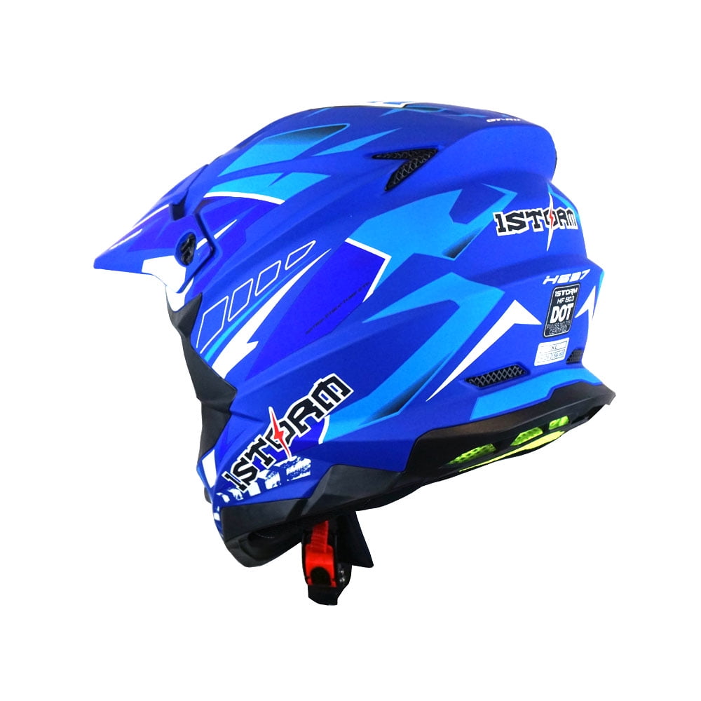 1Storm Motocross Adult Helmet Downhill Mountain Bike Helmet BMX MX ATV Dirt Bike Storm Style HF803; Storm Blue
