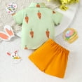 thumbnail image 4 of FASHOFT Toddler Boy Easter Outfit Adorable Bunny Graphic Short Sleeve Round Neck Tops and Solid Shorts Set Summer Clothes Orange 12-18 Months, 4 of 5
