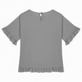 thumbnail image 5 of kpoplk T Shirts for Girls Letter Print Graphic Tees Oversized Casual Loose Drop Shoulder Short Sleeve Basic Summer Tops(Grey,9-10 Y), 5 of 6