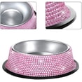 thumbnail image 3 of Shiny Rhinestone Stainless Steel Pet Bowl Dog Cat Dog Feeder$Stainless Steel Diamond Pet Bowl, Diamond Single Bowl$Handmade Rhinestone Stainless Steel Pet Bowl, 3 of 6