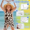 thumbnail image 5 of SEANATIVE Kids Two Piece Swimsuit Set with Swimwear & Mesh Cover-up Skirt, Teen Girls Bathing Suits Cut Out One Shoulder Design, Size 15-16 Years Old, Brown Cow Print Beige, 5 of 7