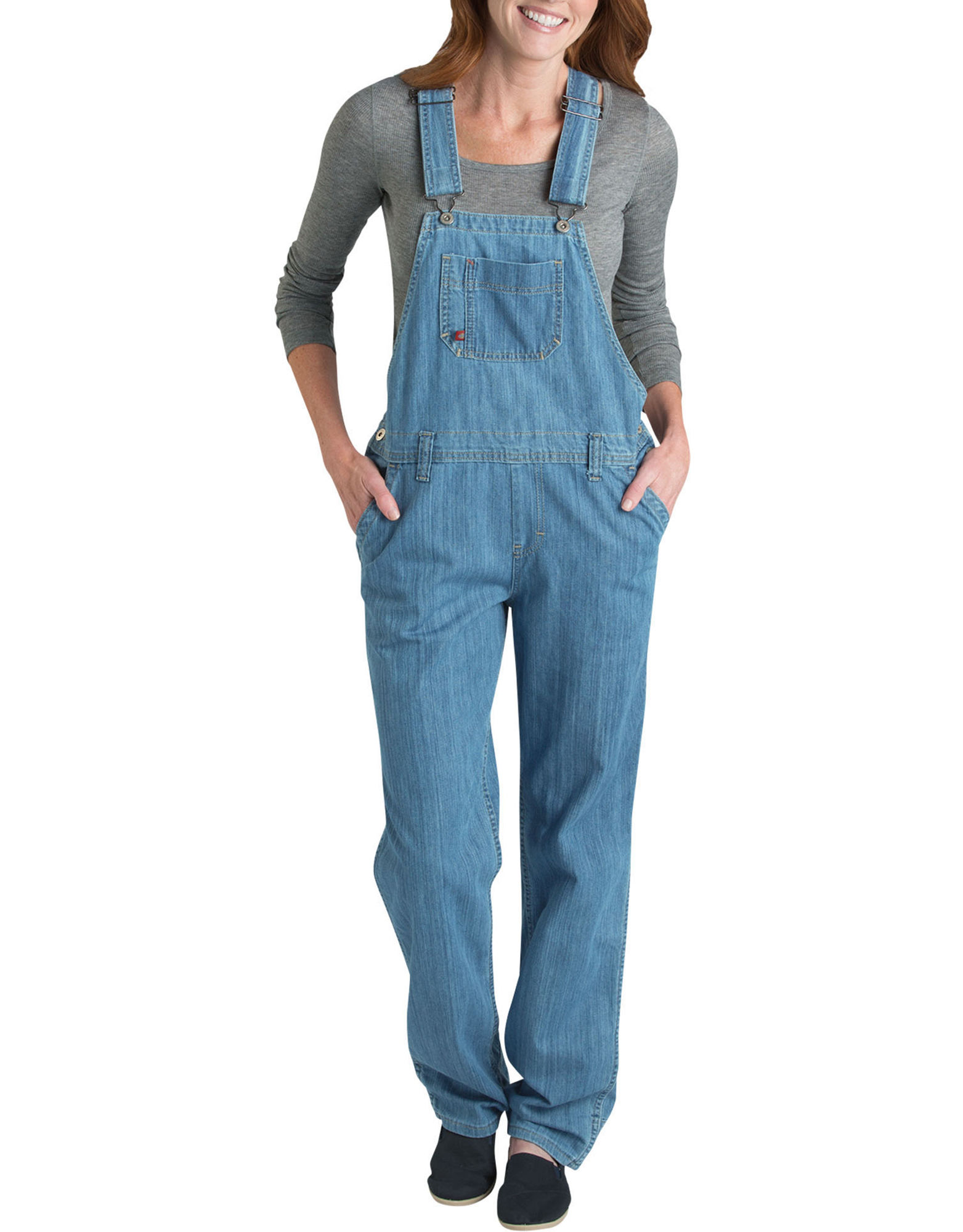 Dickies Womens Relaxed Fit Straight Leg Bib Overalls, S, Dark Indigo