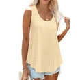 thumbnail image 2 of TEMOFON Tank Tops for Women Summer Casual Blouses Round Neck Sleeveless T Shirts Solid Yellow Loose Shirts for Women Size 2XL, 2 of 5