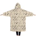 thumbnail image 2 of Oversized Wearable Blanket Hoodie,Beige Chicken Sketch Pattern Sherpa Blanket Hoodie with Super Pockets,Super Warm Fuzzy Pullover for Women & Men, 2 of 6