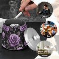 thumbnail image 4 of Yayeee Ashtray with Lid for Cigarette Smokeless Stainless Steel Home Ash Holder, Black Roses, 4 of 7