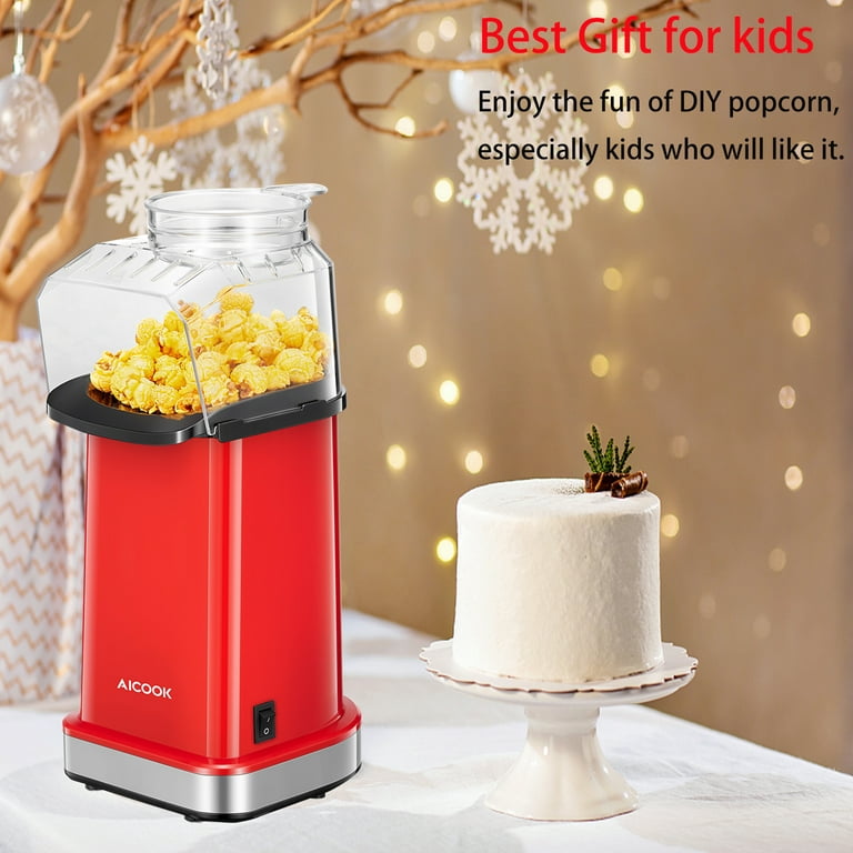 1400W Hot Air Popcorn Popper, 18cups Popcorn Maker with Measure Cup,  Fat-Free 