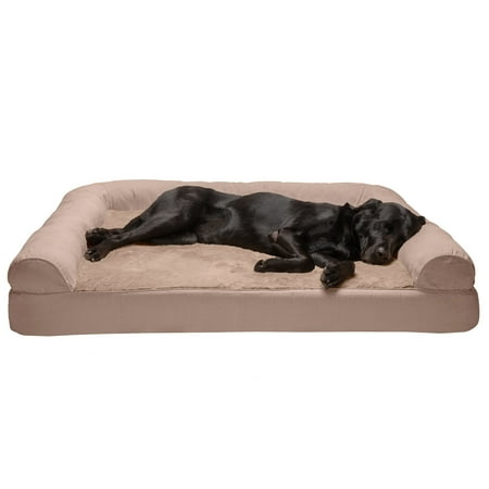 UPC: 0842229130515 | FurHaven Pet Products Plush & Suede Full Support Sofa Dog Bed – Almondine Jumbo Plus