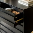 thumbnail image 2 of Pemberly Row Modern Grooved Panel 6-Drawer Wood Bedroom Dresser in Black, 2 of 13