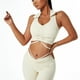 thumbnail image 1 of Sujetador deportivo para mujer Túnica Solapa Yoga Sujetador Belleza Espalda A prueba de golpes Fitness Entrenamiento Bra Blanco S, 1 of 7