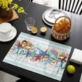 thumbnail image 3 of Teal Green Starfish Placemats Set of 6, Summer Coral Beach Conch Coastal Placemats for Dining Table, Place Mats for Kitchen Tabletop, Waterproof Wipeable Dining Table Mats Set, 3 of 9