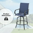 thumbnail image 3 of Gymax Outdoor Swivel Bar Stool Set of 2 w/Breathable Fabric and Heavy Duty Metal Frame Navy, 3 of 9
