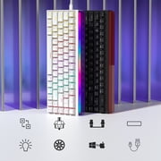 COSTOM WK68 60% Gaming Keyboard Wired, OEM Profile, Programable, RGB Backlit Light Box, 64 Keys Hot Swap RGB Cream Key Board for PC Computer Win/MAC