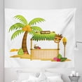 thumbnail image 1 of Luau Tapestry, Cartoonish Design Tropical Concept Graphic of a Tiki Bar Palm Toucan, Fabric Wall Hanging Decor for Bedroom Living Room Dorm, 5 Sizes, White and Multicolor, by Ambesonne, 1 of 1