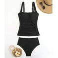 thumbnail image 6 of Ounisa Womens One Piece Swimsuits Criss Cross Scallop Trim Ruched Adjustable Straps Bathing Suit Swimwear, 6 of 7