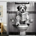 thumbnail image 6 of Funny Dog Shower Curtains, Cool Dog Read Book Shower Curtain, Fun Pet Puppy Waterproof Shower Curtains with Metal Hooks for Bathroom Decor, 6 of 6