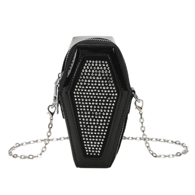 Bolsa cruzado con forma de ataúd, monedero con diamantes de imitación a la moda, informal Simple para fiesta JShteea Para Estrenar