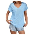 thumbnail image 1 of Blouses pour Femmes Été Décontracté Manches Courtes Basiques Texturées Couleur Unie Col Rond T-Shirts Blouse, 1 of 7