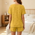thumbnail image 5 of BUIGTTKLOP Pajamas Sets for Women Cute Star Print Summer Short Sleeve Tops Shorts Sleepwear 2 Piece Lounge Sets, 5 of 6