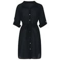 thumbnail image 7 of Maqroz Womens Button Down Beach Cover Up Dress Shirts Sun Protection Collar Long Sleeve Swim Shirts Swimsuit Oversized Baggy Rash Guard Maxi Dresses Shirt Black Free Size, 7 of 7