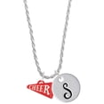 thumbnail image 1 of Delight Jewelry Acrylic 3/4" Red Cheer Megaphone Silvertone Script Initial Disc - S - Charm Necklace, 20"+3", 1 of 4