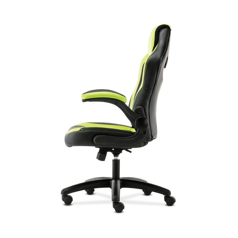 Sadie Racing Gaming Computer Chair Flip Up Arms Black and Green